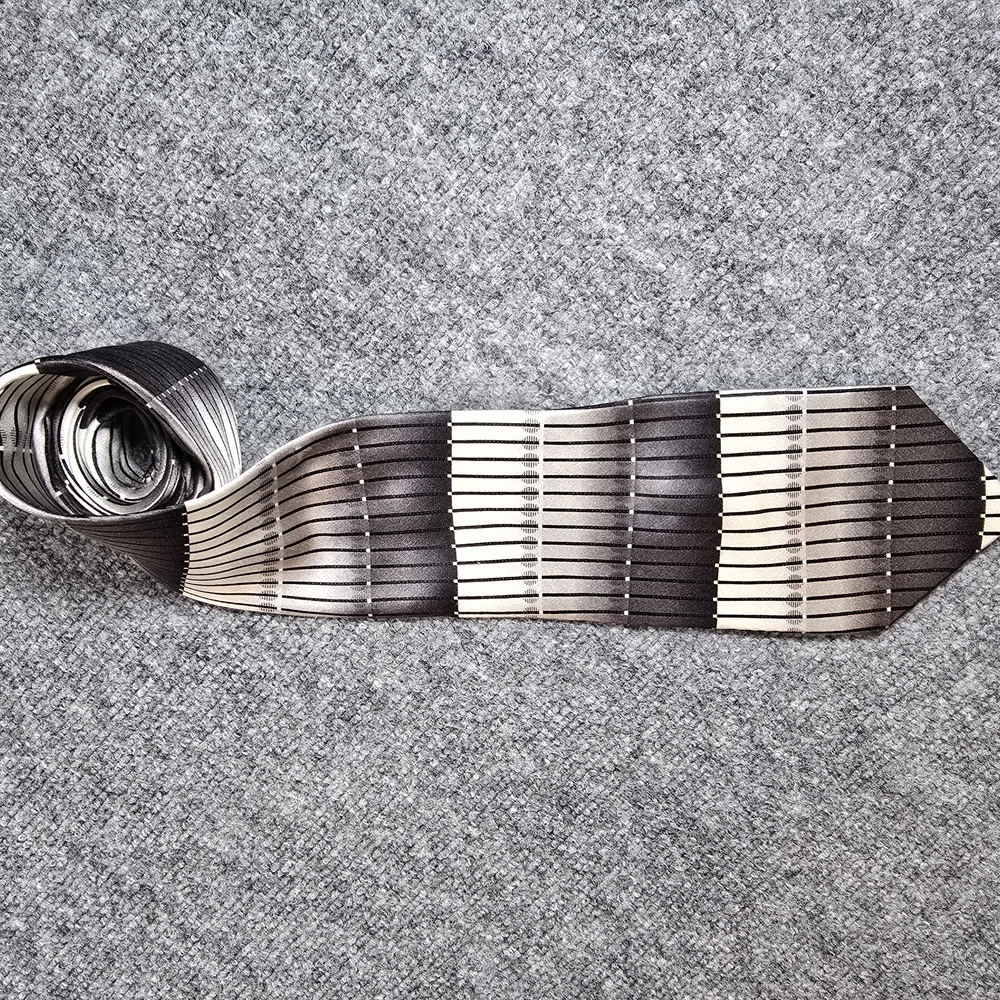 Dimoggio Mens Silk Tie Black Gray Striped Classic Office